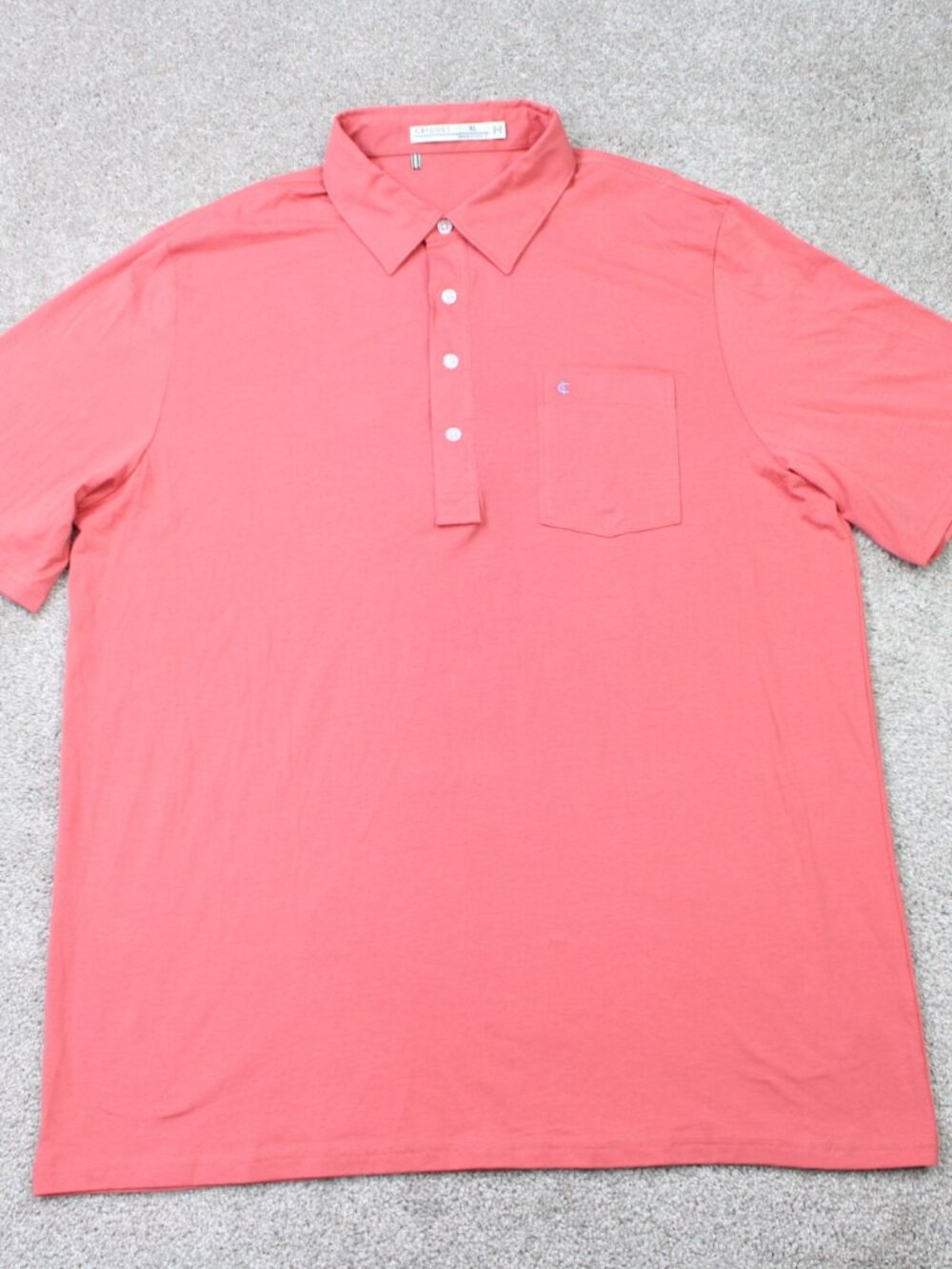 Criquet Polo Shirt Mens XL Pink Golf Pima Cotton Stretch Pocket Short Sleeve